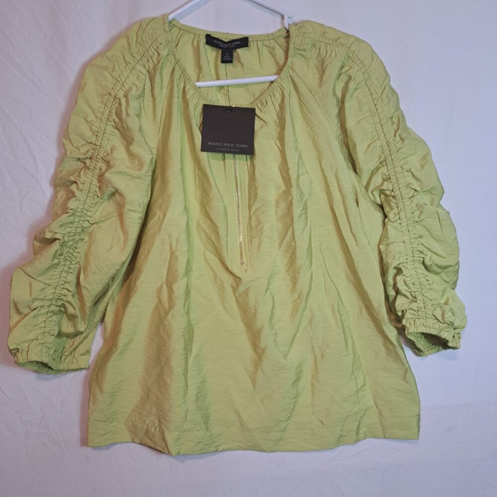 Marc New York Blouse Size Small Women's Lime Green Long Sleeve New zipper